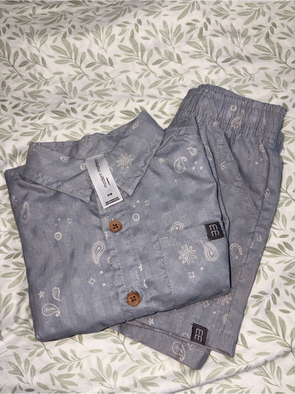 Mud Pie Gray Bandana-Print Kids Shorts Set